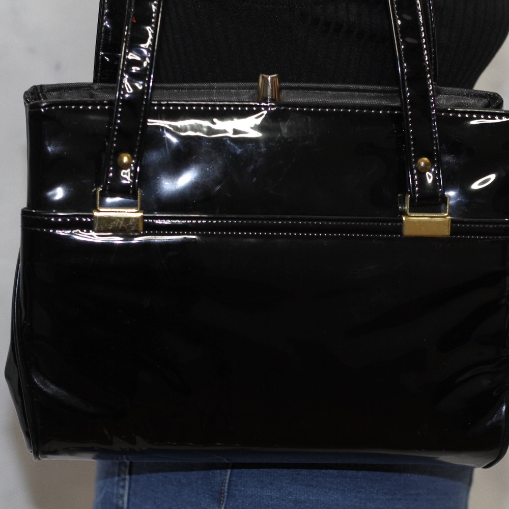 patent leather black and gold ones